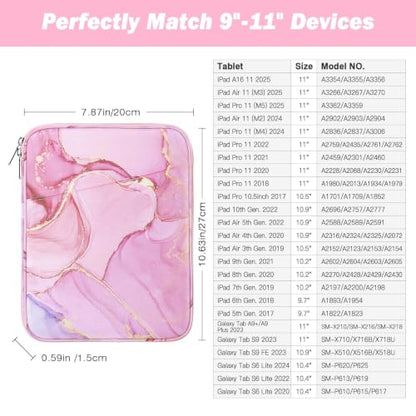 MoKo 9-11 Inch Tablet Sleeve Bag Carrying Case with Accessory Pocket | Fits iPad Air 11-inch M4, iPad Pro 11-inch M5, iPad A16 11-inch, iPad 10/9/8/7th and Tab S9/S8 11-inch, Cloudy Pink - color: Cloudy Pink, size: 9-11 Inch