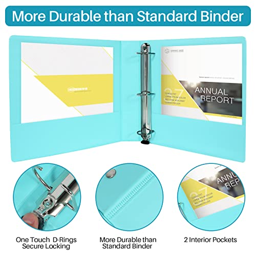 XHSHENG 2 Inch Binders 3 Ring,One Touch Easy Open D-Rings,Letter Size | 1 In Three Ring Binders,with 2 Pockets, Holds 400 Sheets 8.5x11 inch Papers, View Binders for Office Supplies - size: 4 Pack 2 inch