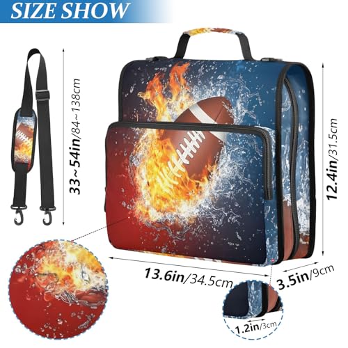 3 Ring Zipper Binder With Shoulder Strap Documents Storage Organizer Animal Dog - color: Fire Water Blue