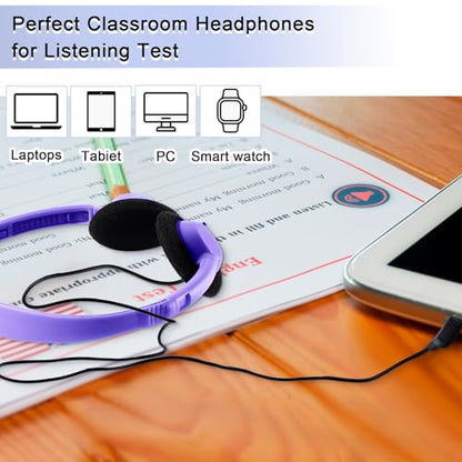 Yunsailing 30 Pack Bulk Headphones Set Over Ear Headphones with Adjustable Headband 3.5mm Plug Headsets Earphones for Learning Program, Computer Lab, Library, Testing & Multimedia Use (Vivid Color) - color: Vivid Color
