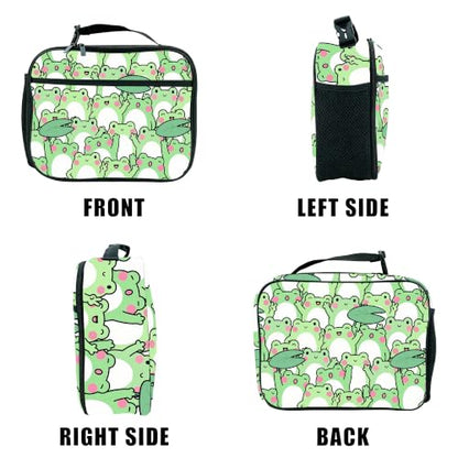 Frog Lunch Box Insulated Reusable Lunch Bag Tote Cooler for Women Men Boy Girl School Work Office Picnic - color: Frog
