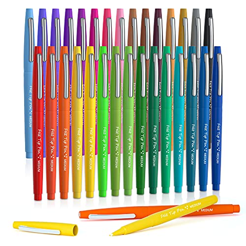 Lelix 30 Colors Felt Tip Pens, Medium Point Assorted Markers Pens For Journaling, Writing, Note Taking, Planner Coloring, Perfect for Art Office and School Supplies - color: 30 Colors