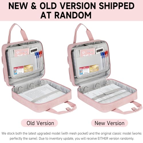 Zipper Binder 3 Ring, 500 Sheets Capacity, Binder 2 Inch with Shoulder Strap Fits 13 Inch Laptop for School and Office,Pink - color: Pink