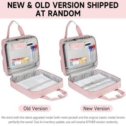 Zipper Binder 3 Ring, 500 Sheets Capacity, Binder 2 Inch with Shoulder Strap Fits 13 Inch Laptop for School and Office,Pink - color: Pink