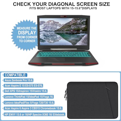 Laptop Case 15.6 inch,Traveling Shockproof Protective Computer Sleeve Cover | Laptop Case with Accessories Pocket, Laptop Cover Compatible with MacBook Air/Pro 13-13.3 inch, MacBook Pro 14 inch, Black - color: Black, size: 15.6 inch