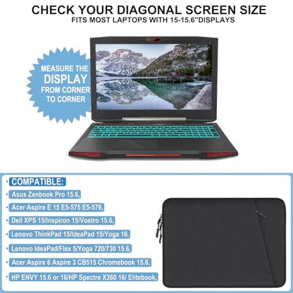 Laptop Case 15.6 inch,Traveling Shockproof Protective Computer Sleeve Cover | Laptop Case with Accessories Pocket, Laptop Cover Compatible with MacBook Air/Pro 13-13.3 inch, MacBook Pro 14 inch, Black - color: Black, size: 15.6 inch