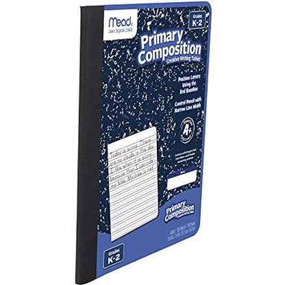 Mead Primary Composition Book, Primary Ruled Journal, Grades K-2, 7-1/2" x 9-3/4", 100 Sheets, Blue Marble (09902) - size: 1 Pack, style: Grades K-2