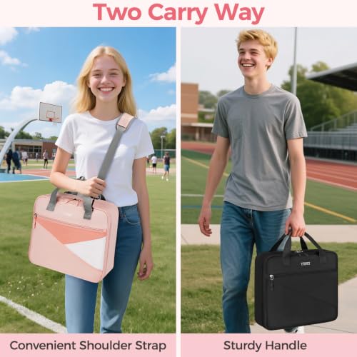 Ytonet Zipper Binder Bag, 2 Inch 3 Ring Binder with Zipper Fit 14 Inch Laptop, 500 Sheets Capacity Zippered Binders with Shoulder Strap & Removable O-Ring Pad for Middle School Student Girls, Pink - color: Pink, size: 2 Inch O-ring