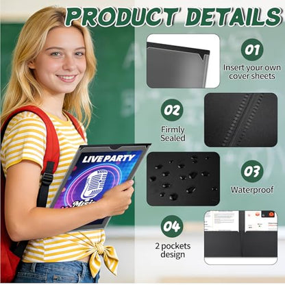 48 Pcs Black 2 Pockets Folders with Clear Front Pocket Bulk Heavy Duty Plastic Folders for School and Office，Fit Letter Size Paper - size: 48 Pack, style: Heavy Duty 2 Pockets&Clear Front Cover