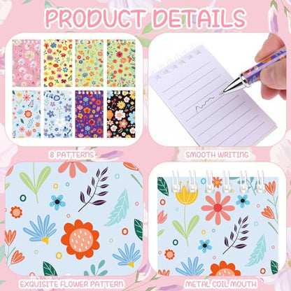 48 PCS Floral Pens Flower Ballpoint Pens Flower Notepads Set Back to School Gift Employee Gifts School Office Supplie, Wedding Favors, Floral Design, Bridal Shower Office Home Party Present Giving