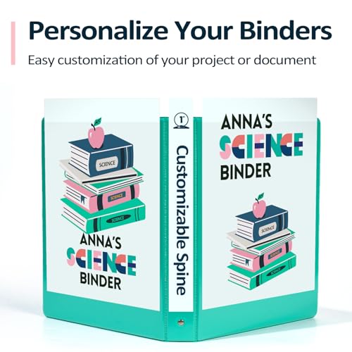 BinderX Extra Durable 3 Ring Binder, Round Ring 2 Inch Binders, Fits 450 Sheets of 8.5x11 Paper, Customizable View Cover with Inside Pockets, Cute 2" Binder, School Supplies for Girls, Aqua Blue - color: Aqua Blue, size: 2 inch