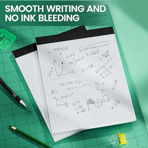 Graph Paper 8.5 X 11, 2 Pack, 4x4 Quad Ruled, Grid Paper Pad 8-1/2" X 11.75", Grid Pad 8.5 X 11.75, Engineering Notebook, Easy Tears Off, White 70 Gsm Graft Paper - style: 2 Pack