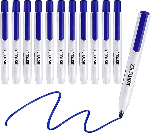 carrotez Retractable Dry Erase Markers, Click Dry Erase Whiteboard Markers, Bullet Tip, Thin Barrel, 12 Count, Blue - color: Blue