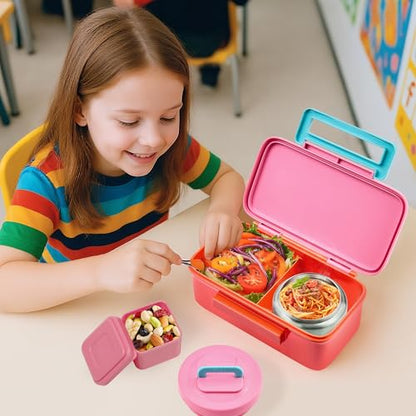 JXXM Lunch Box for Kids With 8oz Soup Thermo, Leak-proof Lunch Container with 2 Compartments, Thermo Food Jar Food Containers for Back to School Girls Boys (Pink) - color: Pink