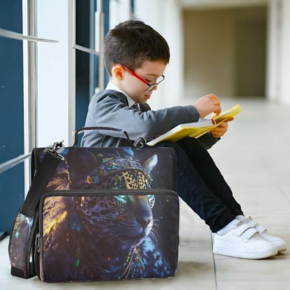 3 Ring Zipper Binder Leopard Binders Bag with Shoulder Strap 500 Sheets Paper Organizer Trapper Keeper Documents Storage File Folder for School Office - color: A939