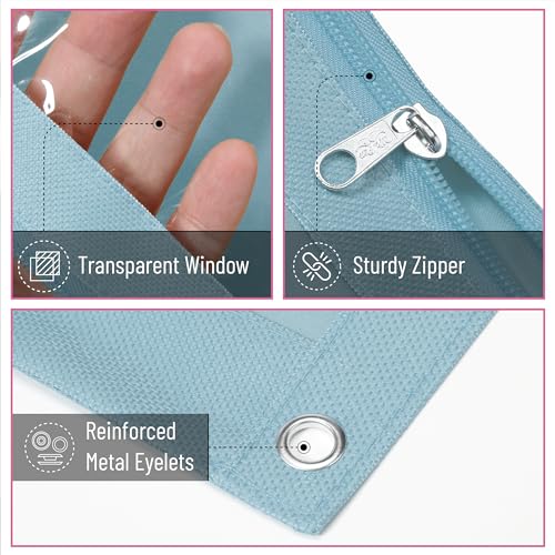 Mr. Pen- Pencil Pouch for 3 Ring Binder, 2 Pack, 10"x6.75", Smooth Zipper | Clear Window, Large Capacity Pencil Case with 3 Reinforced Grommets for School, Office, Supplies Storage | Clear Window, Large Capacity Pencil Case with 3 Reinforced Grommets for
