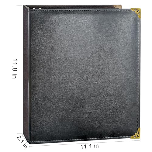 Oversized 1 Inch D-Ring 3 Ring Binder, Faux Leather, Black | Faux leather inside and out; fits 8.5 x 11 paper, sheet protectors, dividers, recipes, certificates, and files. - color: Black, size: 1 Inch
