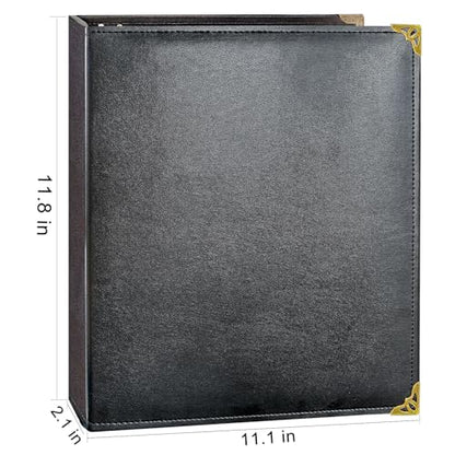 Oversized 1 Inch D-Ring 3 Ring Binder, Faux Leather, Black | Faux leather inside and out; fits 8.5 x 11 paper, sheet protectors, dividers, recipes, certificates, and files. - color: Black, size: 1 Inch
