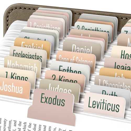 EssexWares - Boho Solid Color Bible Tabs for Old and New Testament, 80 Large Print Tabs in Bohemian Style for Bible Study, Water-Resistant and Durable Bible Index Tabs for Women and Men - 1.7" Wide - color: Boho