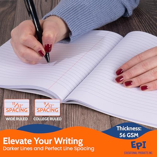 12 Pack - EPI Marble Hardcover Wide Ruled Composition Notebook | 200 Pages (100 Sheets), 9.75 x 7.5 in, Sturdy Sewn Binding | School, Office, Journaling, Notes - size: Pack of 12, style: Wide Ruled