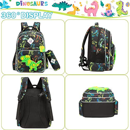 Backpack for Girls Elementary Preschool Kids Lunch Box for School - color: Boys Dinosaur Bag