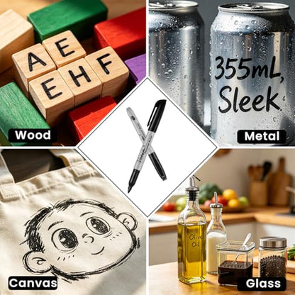 VEESA Black Permanent Markers Fine Tip, 75 Pack, German Ink | Quick Drying, Fade Resistant, Marks on Paper, Glass, Ceramic, Plastic, Wood, Rock, Metal - size: 1 Count (Pack of 75)