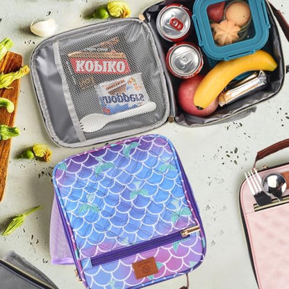 Genteen Kids Lunch Box Insulated Soft Mini Cooler with Bottle Holder, Lightweight Reusable Easy-Clean Lunch bag for Girls, Boys Back to School-Mermaid - color: Mermaid