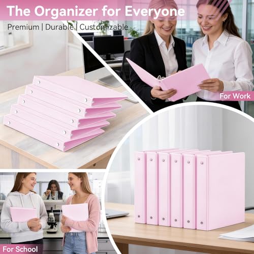 SUIN 1 Inch 3 Ring Binder, Clear 1'' View Presentation Binders with 2 Pockets, Fits 8.5 x 11 Letter Size, Durable Polypropylene, Non-Stick & PVC-Free for School, Office & Home (Pastel Pink) - color: Pastel Pink