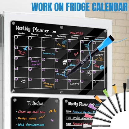 8 Dry Erase Markers for Acrylic Calendar, Magnetic Fine Tip Markers with Eraser Cap for Refrigerator Calendar, Acrylic Dry Erase Board and Magnetic Whiteboard