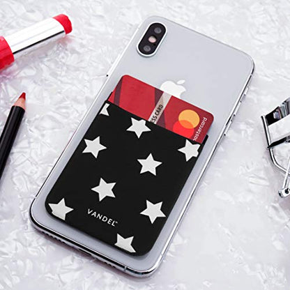VANDEL Pocket – Stick-On Fabric Phone Wallet for Women, Cute Credit Card Holder, Stick On Back of Phone Fabric Sleeve for iPhone Pocket - color: Star Print