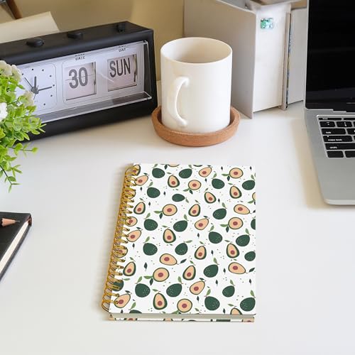 Avocado Fruit Spiral Notebook Journal, Avocado Gifts for Women, Fruit Lover Gifts, Cute Avocados Fruits Botanical Hardcover Notebook Journal, 5.5x8.3 Inch - color: Avocado