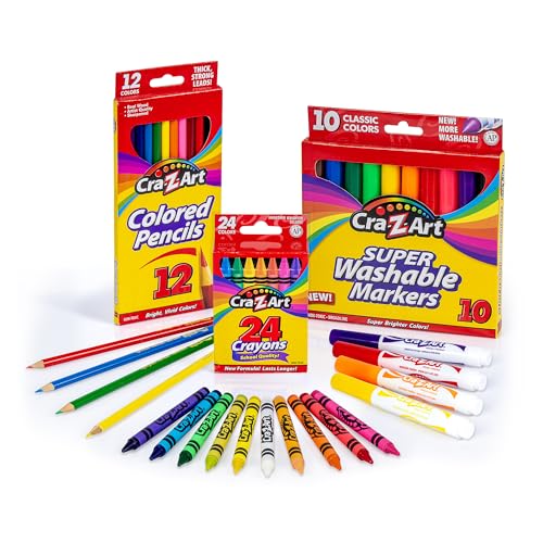 Cra-Z-Art Classic Bundle Crayons, Markers and Colored Pencil 46 Piece School Supply Arts & Crafts Bundle