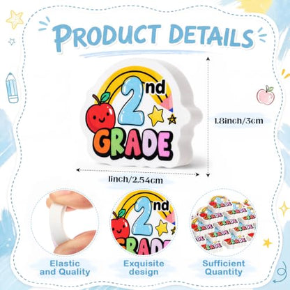 48 Pcs/24 Sets 2nd Graders Pencils and Erasers Bulk Set Motivational Pencils Back to School Supplies for Kids Student Inspirational Teacher Classroom Reward Party Favors Gifts - style: 2nd Grader
