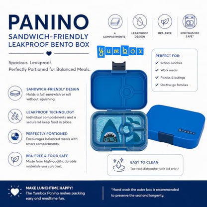 Yumbox Panino Leakproof Bento Lunch Box Container for Kids & Adults (Surf Blue Shark) - color: Surf Blue Shark
