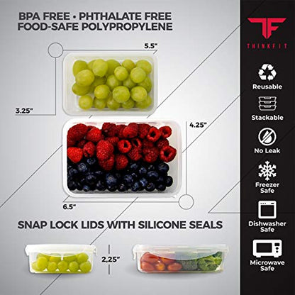 ThinkFit Clear Lunch Bag with 6 Meal Prep Containers and Ice Packs BPA-Free | Includes Shaker Cup, 2 Ice Packs and Pill Organizer; Reusable Clear Lunch Box for Work; Microwave, Freezer, Dishwasher Safe - color: Clear