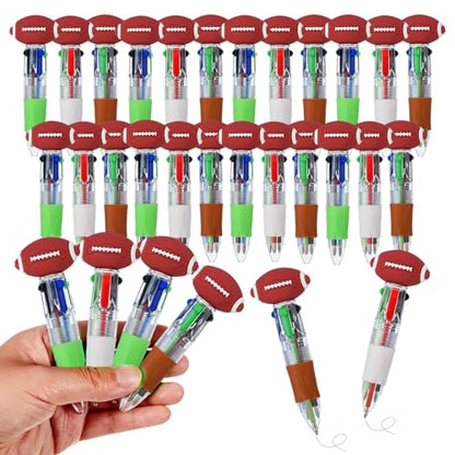 Football Party Favors Football Pens Mini Multicolor Pen in One Cute Fun 4-in-1 Pens Bulk Cool Ballpoint Pens for Birthday Gifts Teacher Supplies (Football, 24) - style: Football