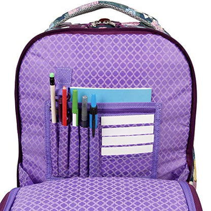 J World Duo Kids Rolling Backpack With Lunch Box Set. School Bookbag on Wheels, Secret Garden - color: Secret Garden