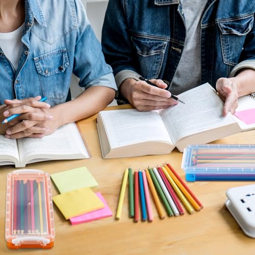 Gueevin 24 Pcs Large Capacity Plastic Pencil Box Clear Plastic Pencil Case Crayon Box with Snap Tight Lid Watercolor Pen Storage Brush Organizer Drawing Tools Container (Macaron) - color: Macaron