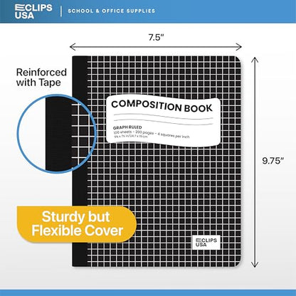Composition Notebooks, Quad Ruled, Graph Paper Composition Notebook, Graph Composition Notebook, 100 sheets, 9.75″ x 7.50″ (6 Pack) - style: 6 Pack