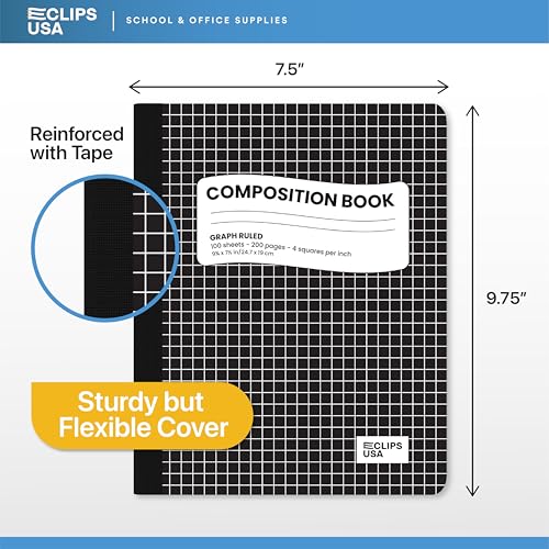 Composition Notebooks Quad Ruled Composition Notebook Graph Paper Hard Cover Marble Graph Composition Notebook 100 sheets 200 Pages 9.75″ x 7.50″ (24 Pack) - style: 24 Pack