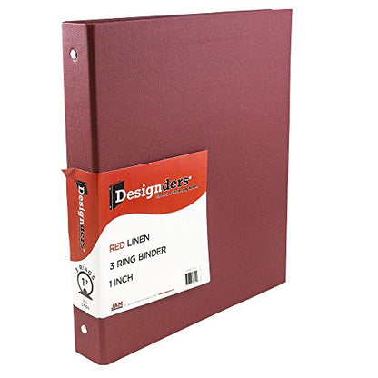 JAM PAPER Premium Linen Textured 1 inch Binders - Red 3 Ring Binder - Sold Individually - color: Red Linen, size: 1 inch