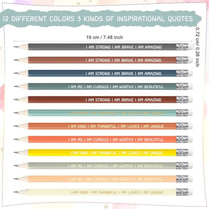 Fumete 240 Pcs Inspirational Pencils Bulk for Student Back to School Gifts from Teacher Motivational Pre Sharpened #2 HB Pencils with Eraser Positive Classroom Must Have Supplies for Kids (Dark)