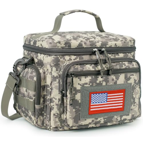 Lunch Box for Men, 12L Leakproof Tactical Lunch Bag Large Cooler for work | Adjustable Shoulder Strap,MOLLE Webbing Leakproof Insulated Large Lunch Cooler,Adult Meal Water-Resistant Lunch Pail for Men - color: ACU Camo, size: Medium