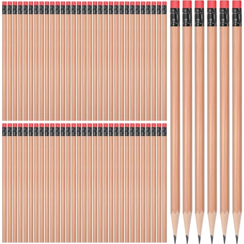 TecUnite 120 Pcs #2 HB Pencils with Eraser No 2 Unsharpened Wooden Hexagonal Pencils for Adults Gifts for School Exam art Learning Office Sketching(Wood Color) - color: Wood Color