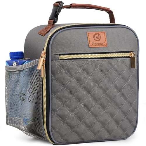 Genteen Kids Lunch Box Insulated Soft Mini Cooler with Bottle Holder, Lightweight Reusable Easy-Clean Lunch bag for Girls, Boys Back to School-Gray - color: Gray