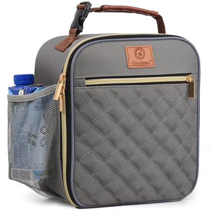 Genteen Kids Lunch Box Insulated Soft Mini Cooler with Bottle Holder, Lightweight Reusable Easy-Clean Lunch bag for Girls, Boys Back to School-Gray - color: Gray