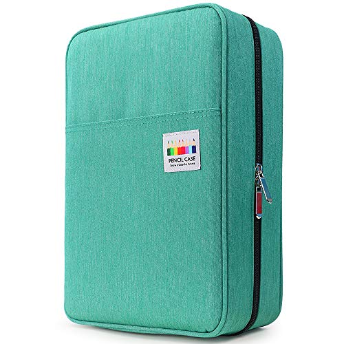 YOUSHARES Big Capacity Colored Pencil Case - 300 Slots large Pen Case Organizer with Multilayer Holder for Prismacolor Colored Pencils & Gel Pen (Green) - color: Green