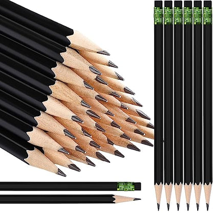 TecUnite 120 Pcs #2 HB Pencils with Eraser No 2 Unsharpened Wooden Hexagonal Pencils for Adults Gifts for School Exam art Learning Office Sketching(Black) - color: Black