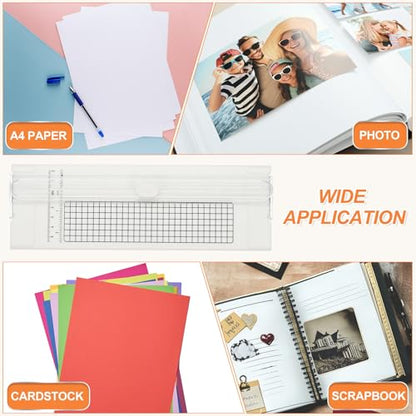PATIKIL Paper Cutter Trimmer, A4 Straight Small Portable Paper Slide Paper Slicer with Safe-Guard for Craft Cardstock Label Card, Scrapbook Photo, White, with 1 Blade - color: White