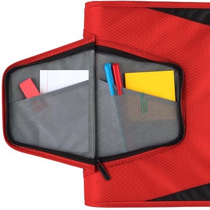 Five Star Zipper Binder, 1-1/2 Inch 3-Ring Binder with Round Rings, 3-Pocket Expanding File, 500 Sheet Capacity, Fire Red (72206) - color: Red